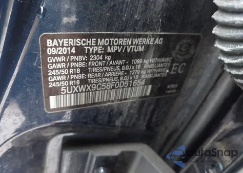 2015 BMW X3 xDrive28I z USA, uszkodzony, nr VIN 5UXWX9C58F0D51654
